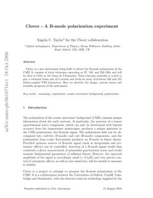 Clover-A B-Mode Polarization Experiment