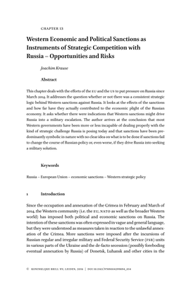 Western Economic and Political Sanctions As Instruments of Strategic Competition with Russia – Opportunities and Risks