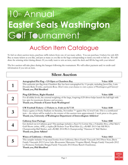 10Th Annual Easter Seals Washington Golf Tournament