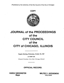 JOURNAL of the PROCEEDINGS Ofthe CITY COUNCIL of the CITY of CHICAGO, ILLINOIS