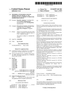 (12) United States Patent (10) Patent No.: US 8,927.241 B2 Ajikumar Et Al
