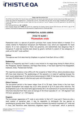 CYCLE 43 SLIDE 1 Plasmodium Ovale