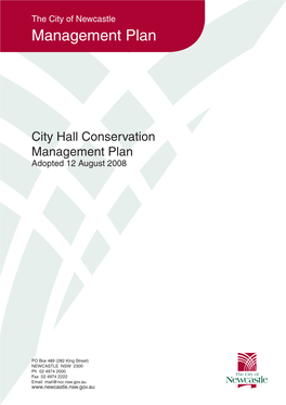 City Hall Conservation Management Plan Adopted 12 August 2008