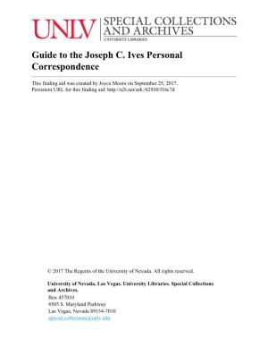 Guide to the Joseph C. Ives Personal Correspondence