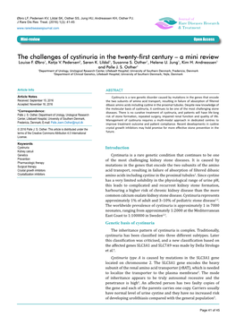 The Challenges of Cystinuria in the Twenty-First Century – a Mini Review Louise F