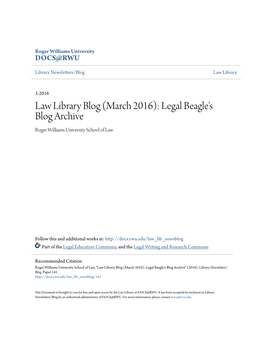 Law Library Blog (March 2016): Legal Beagle's Blog Archive Roger Williams University School of Law