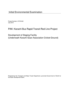 Initial Environmental Examination PAK: Karachi Bus Rapid Transit Red Line Project