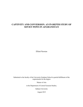 Captivity and Conversion: an In-Depth Study of Soviet Pows in Afghanistan