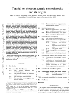 Tutorial on Electromagnetic Nonreciprocity and Its Origins Viktar S