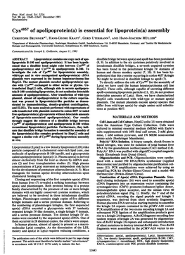 Cys4057 of Apolipoprotein(A) Is Essential for Lipoprotein(A) Assembly