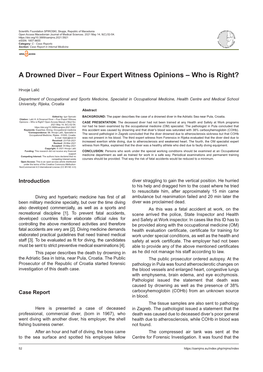 A Drowned Diver – Four Expert Witness Opinions – Who Is Right?