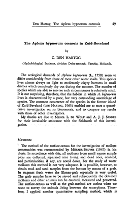 Hartog: Aplexa Hypnorum Aplexa Hypnorum Investigation of by (1947