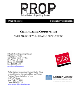 Criminalizing Communities: Nypd Abuse of Vulnerable Populations