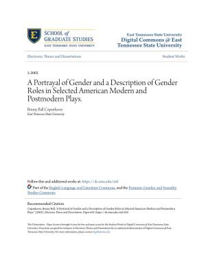 A Portrayal of Gender and a Description of Gender Roles in Selected American Modern and Postmodern Plays
