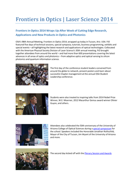 Frontiers in Optics | Laser Science 2014
