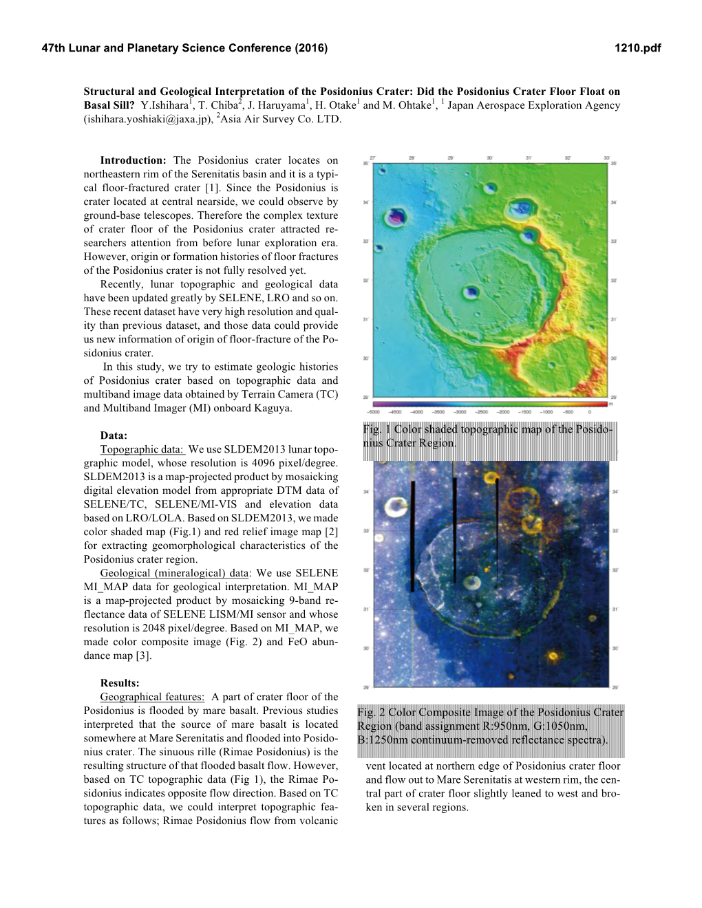 Nius Crater Region. Fig. 2 Color Composite Image of the Posidonius