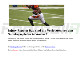 Injury Report: Das Sind Die Verletzten Vor Den Sonntagsspielen in Woche 7