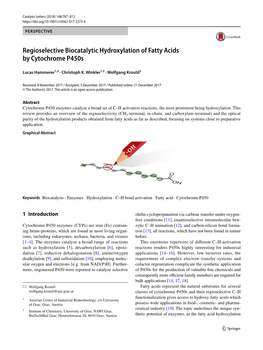 Regioselective Biocatalytic Hydroxylation of Fatty Acids by Cytochrome P450s