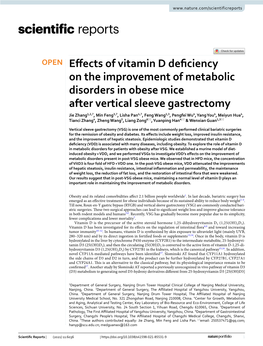 Effects of Vitamin D Deficiency on the Improvement of Metabolic Disorders