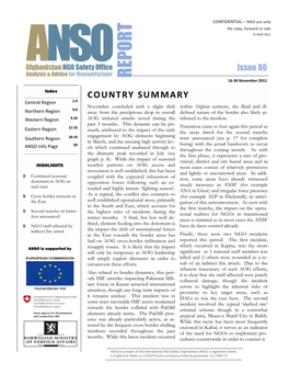 The ANSO Report (16-30 November 2011)