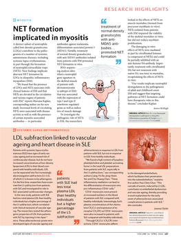 NET Formation Implicated in Myositis