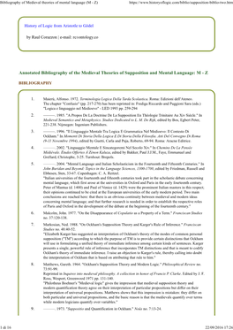 Bibliography of Medieval Theories of Mental Language (M - Z)
