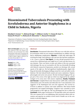 Disseminated Tuberculosis Presenting with Scrofuloderma and Anterior Staphyloma in a Child in Sokoto, Nigeria