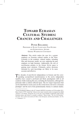 Toward Eurasian Cultural Studies: Chances and Challenges