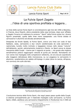 Lancia Fulvia Club Italia “For Gentlemen Drivers Only”