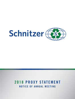 2018 PROXY STATEMENT NOTICE of ANNUAL MEETING December 19, 2018
