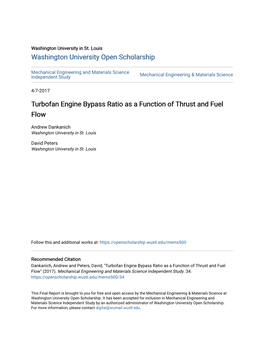 Turbofan Engine Bypass Ratio As a Function of Thrust and Fuel Flow