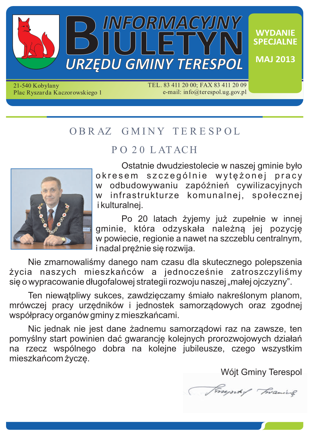 Informacyjny Wydanie Specjalne Biuletyn Maj 2013 Urzędu Gminy Terespol