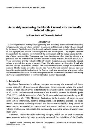 Accurately Monitoring the Florida Current with Motionally Induced
