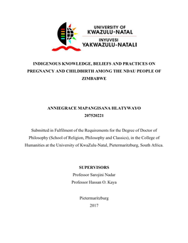 Indigenous Knowledge, Beliefs and Practices on Pregnancy and Childbirth Among the Ndau People of Zimbabwe