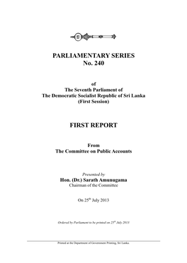 First Report Parliamentary
