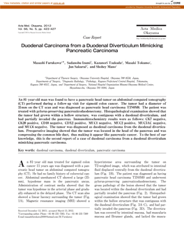 Duodenal Carcinoma from a Duodenal Diverticulum Mimicking Pancreatic Carcinoma