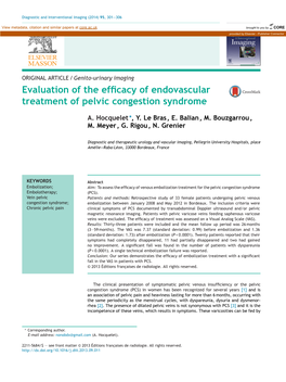Evaluation of the Efficacy of Endovascular Treatment of Pelvic