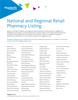 National and Regional Retail Pharmacy Listing