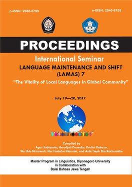 International Seminar on Language Maintenance and Shift (LAMAS) 7 July 19-20, 2017