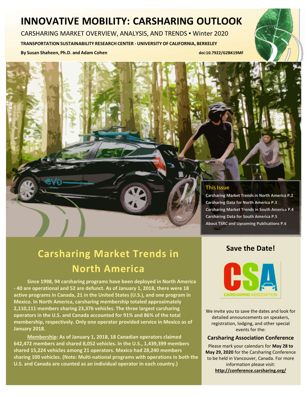 CARSHARING OUTLOOK Carsharing Market Trends in North America