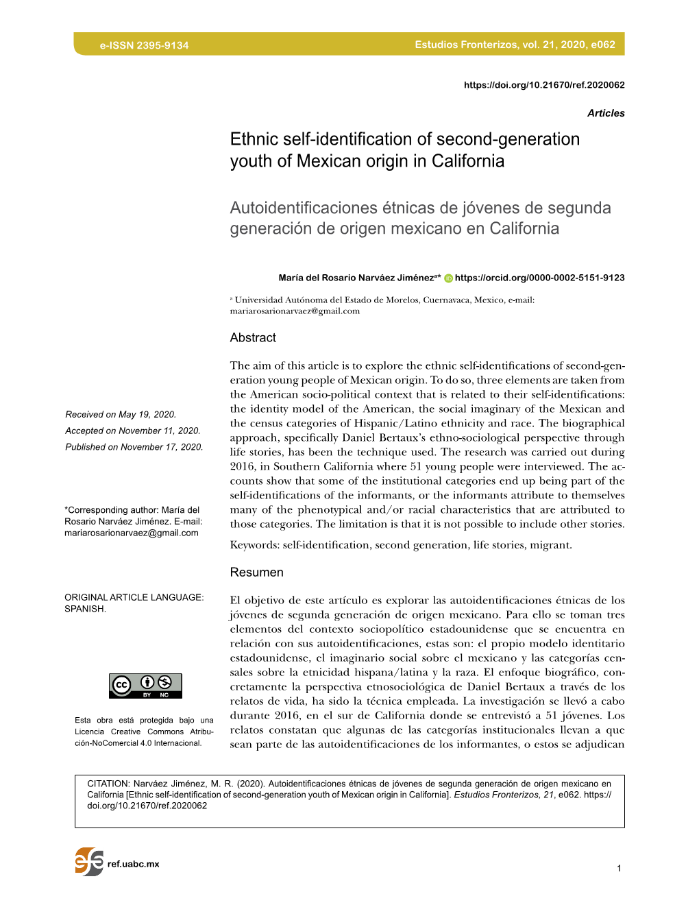 Ethnic Self-Identification of Second-Generation Youth of Mexican Origin in California