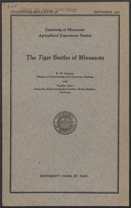 The Tiger Beetles of Minnesota