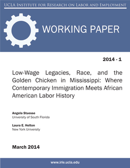 Low-Wage Legacies, Race, and the Golden Chicken in Mississippi: Where Contemporary Immigration Meets African American Labor History