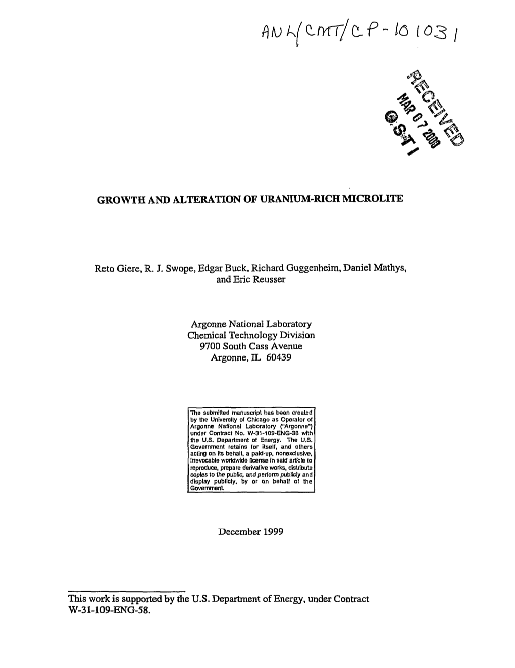 Growth and Alteration of Uranium-Rich Microlite