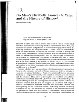 No Man's Elizabeth: Frances A. Yates and the History of History! Deanne Williams