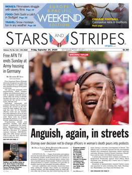 Anguish, Again, in Streets SEE AFN on PAGE 3 Dismay Over Decision Not to Charge Officers in Woman’S Death Pours Into Protests