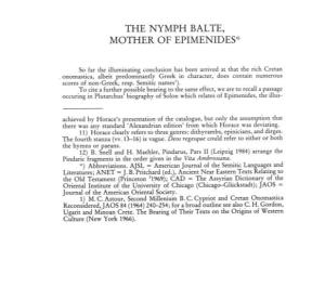 The Nymph Balte, Mother of Epimenides'