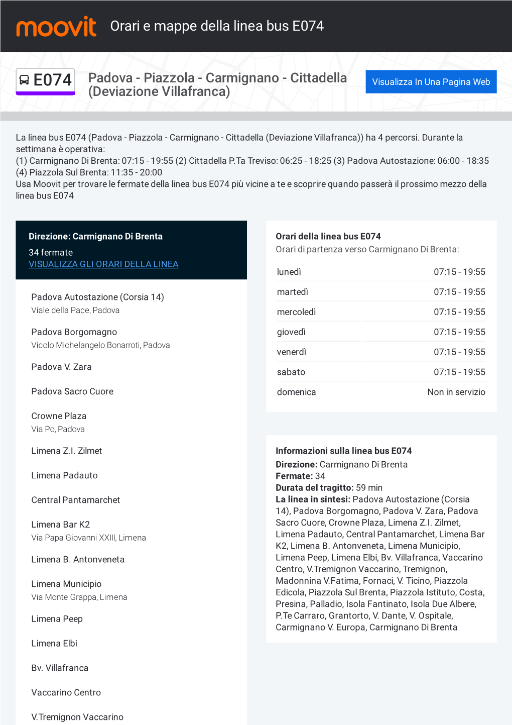 Orari E Percorsi Della Linea Bus E074