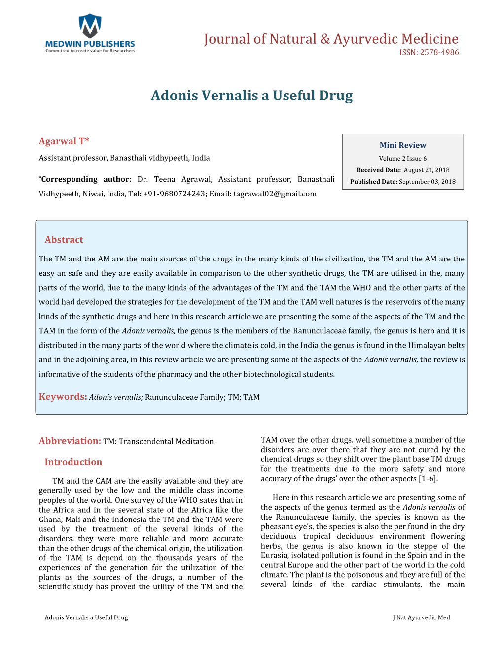 Adonis Vernalis a Useful Drug