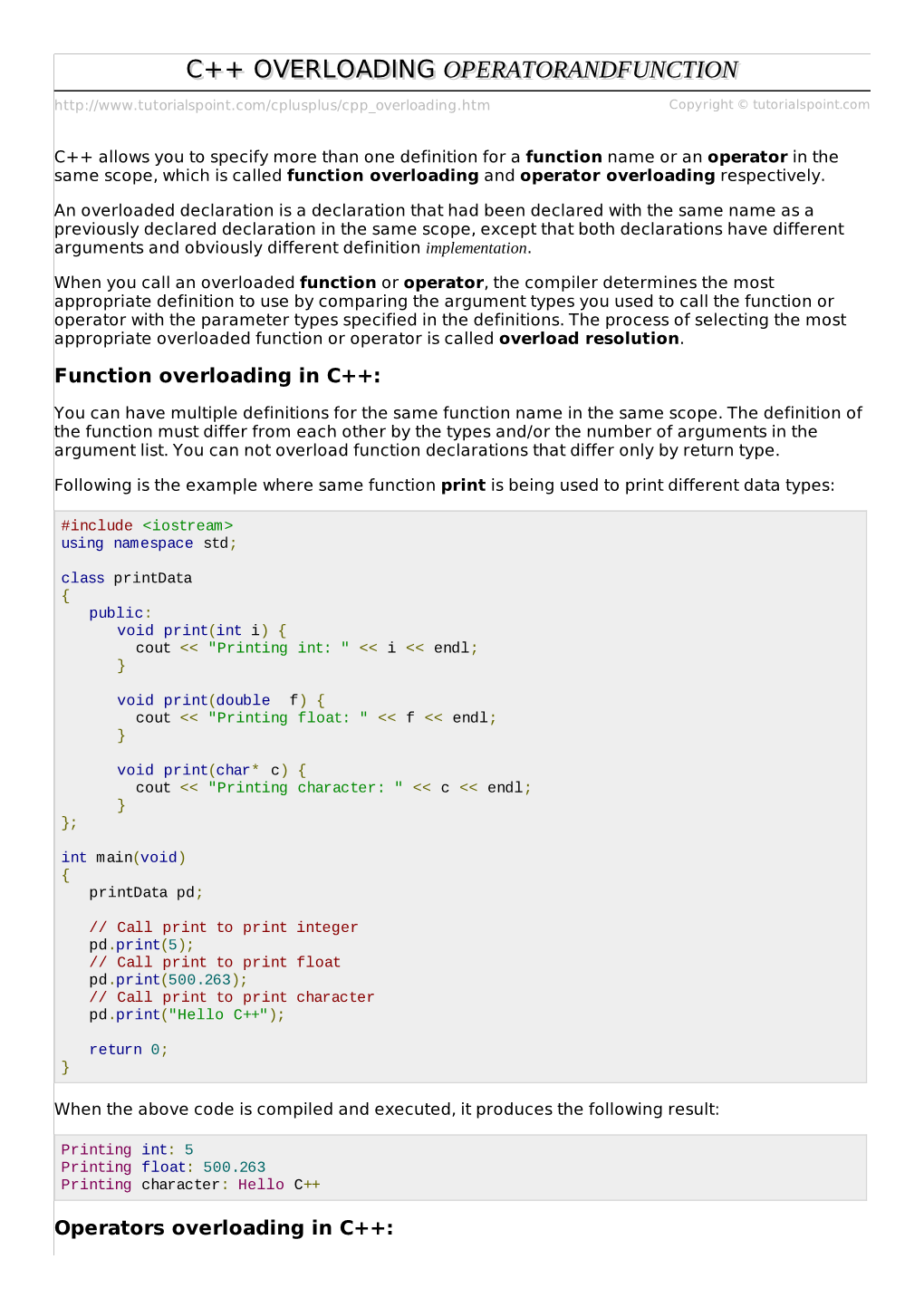 C++ Overloading